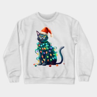 Christmas Lights Cat Merry Catmas Crewneck Sweatshirt